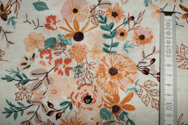 Designerbaumwollstoff Flowers vanille  (10 cm)